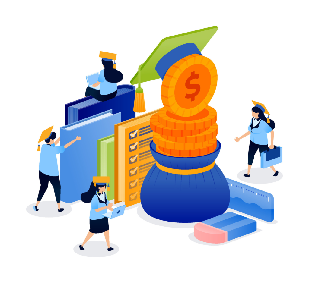 Vecteezy educational scholarships shown with money sacks and